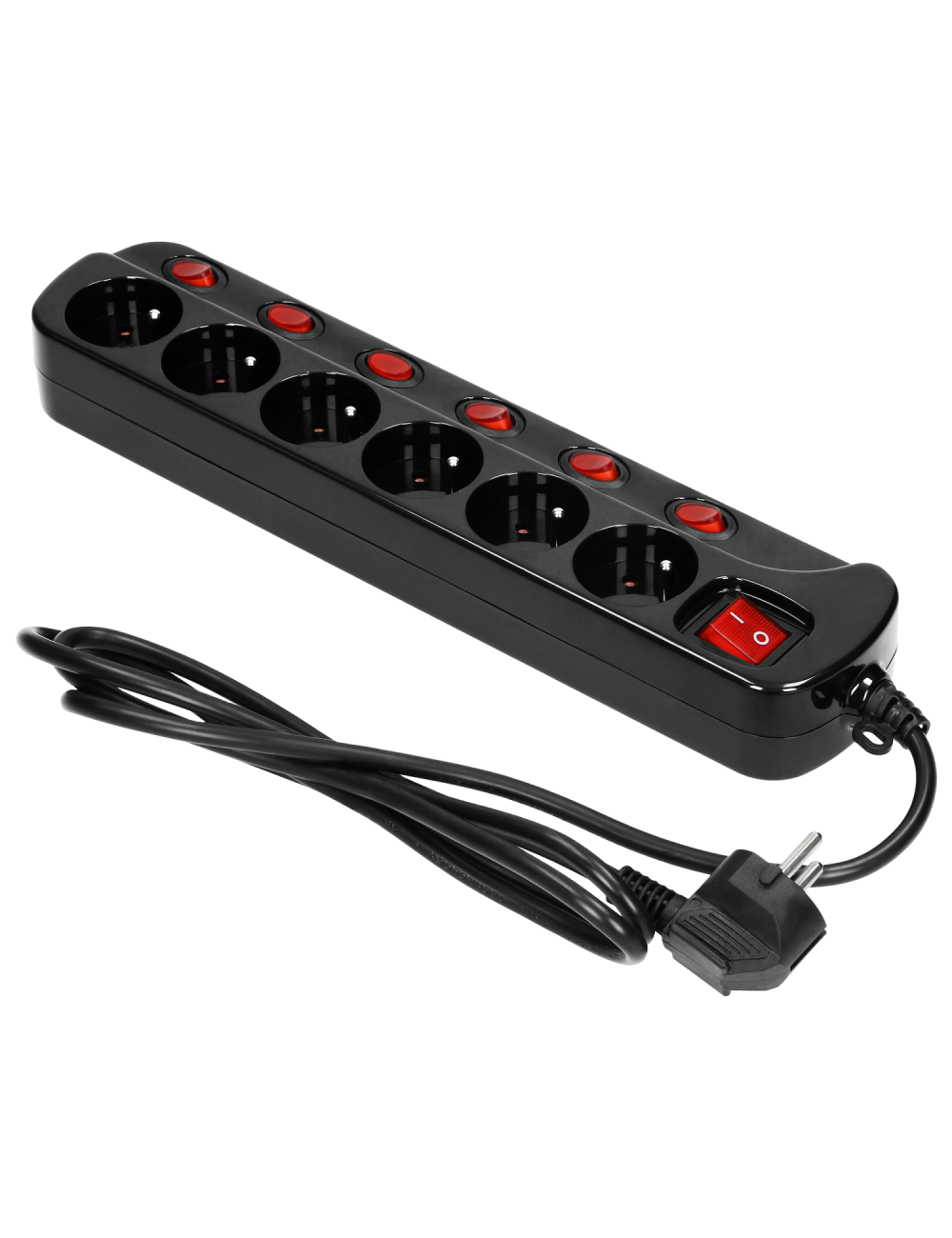 ORNO LISTWA ZASILAJĄCA "MULTISWITCH"6 GNIAZD 2P + Z, KABEL 3X 1,5 MM, DŁUGOŚĆ 1,5M CZARNA