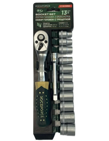 ROCKFORCE ZESTAW KLUCZY 13elementów 3/8" 8-19mm