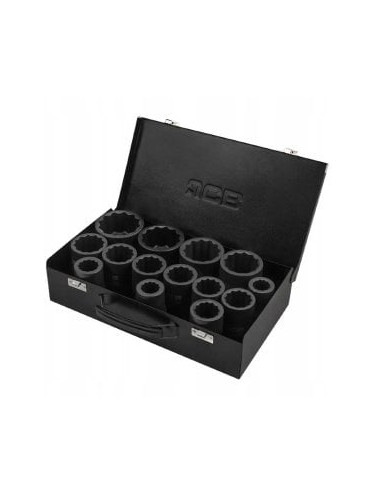 JCB NASADKI UDAROWE DŁUGIE ZESTAW 14 elementów 1" 12-KĄTNE (22-60mm)