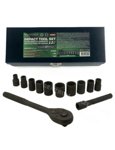 ROCKFORCE ZESTAW KLUCZY UDAROWYCH 12elementów 1/2" 6KĄTNE (10-24mm)