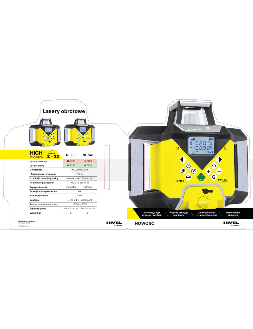 NIVEL SYSTEM NIWELATOR LASEROWY NL720G DIGITAL