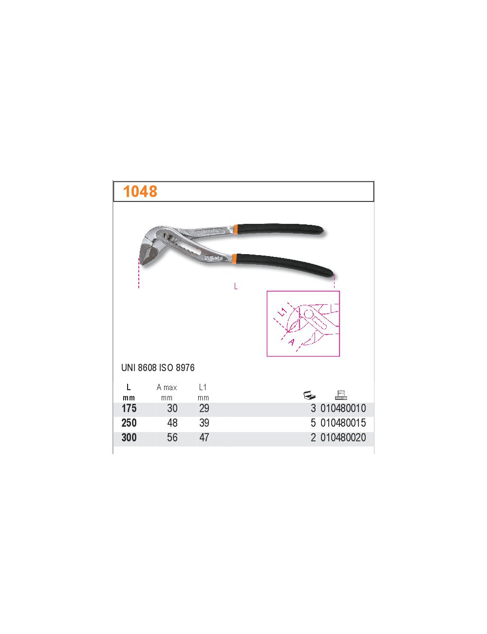 BETA SZCZYPCE NASTAWNE, RAMIONA POKRYTE PODWÓJNĄ WARSTWĄ PCV 300mm 1048 300