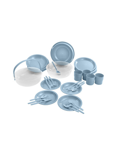 CURVER ZESTAW PIKNIKOWY KEMPINGOWY CAMPING SET NIEBIESKI 24szt