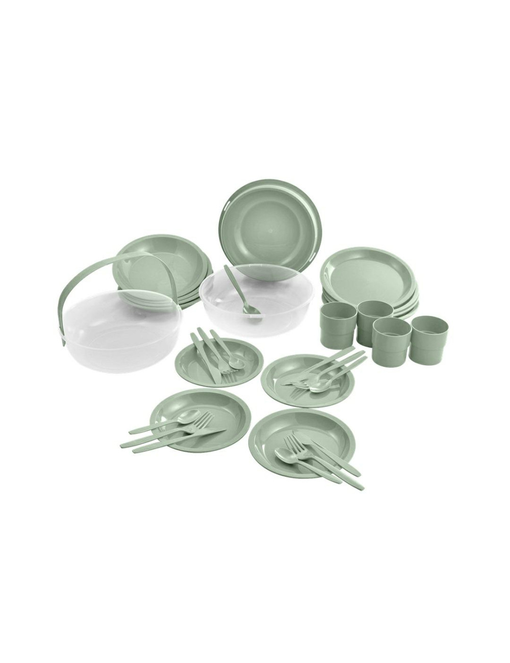 CURVER ZESTAW PIKNIKOWY KEMPINGOWY CAMPING SET ZIELONY 24szt