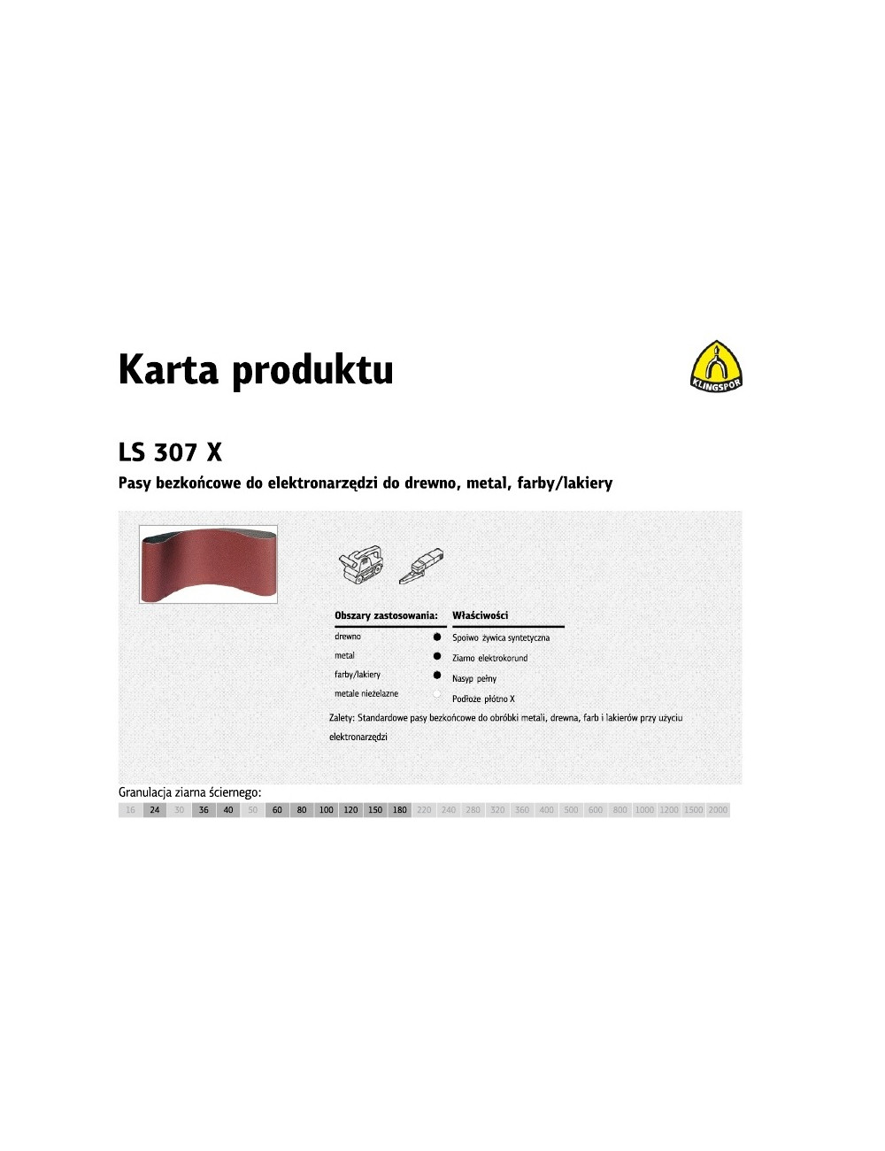 KLINGSPOR PASY BEZKOŃCOWE 50* 686 gr. 40 LS307X 12 szt.