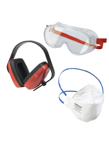 WOLFCRAFT ZESTAW OCHRONNY BHP (3 szt.) gogle maska nauszniki