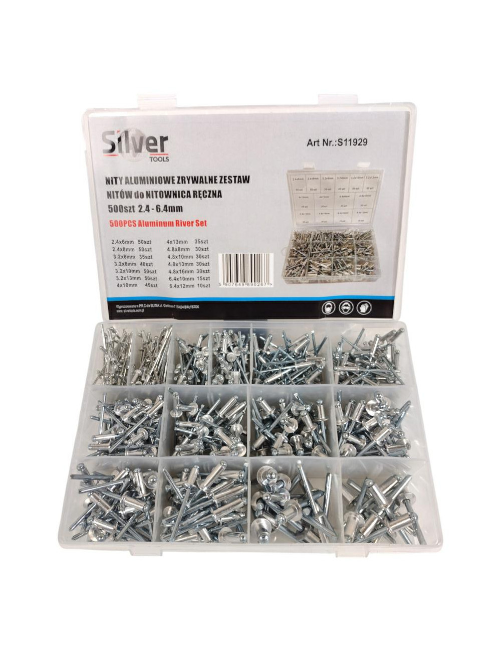 NITY ZRYWALNE 2,4 - 6,4mm 500szt SILVER