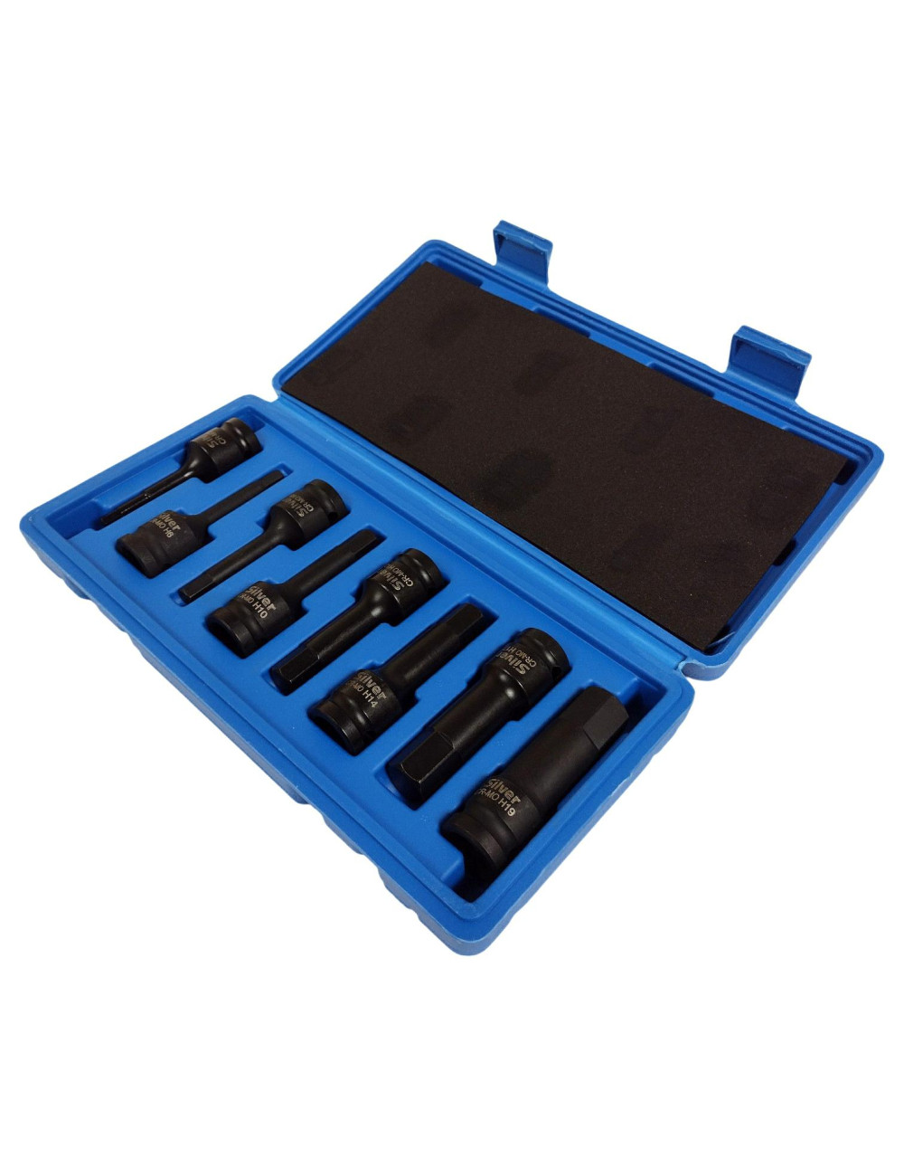 ZESTAW NASADEK UDAROWYCH HEX Silver Tools 1/2" - H5 do H19 - 8 ELEMENTÓW