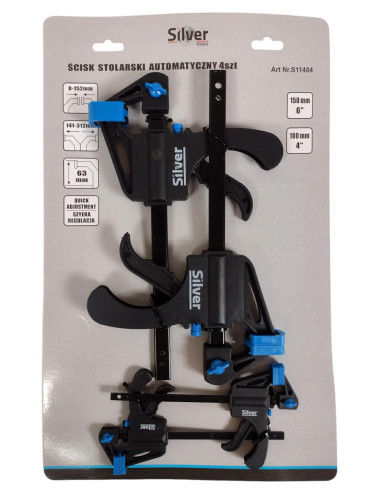 ŚCISK STOLARSKI ZESTAW AUTOMATYCZNYCH ŚCISKÓW STOLARSKICH 4 szt. 20 40 kg
