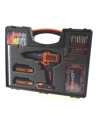 BLACK+DECKER WKRĘTARKA UDAROWA 18V 2x1,5Ah LI-ION + AKCESORIA + ORGANIZER