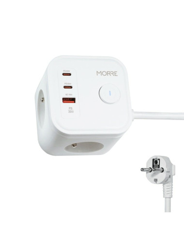 TIROSS MORRE KOSTKA ZASILAJĄCA 3G, 2xUSB, USB-C 1,5m