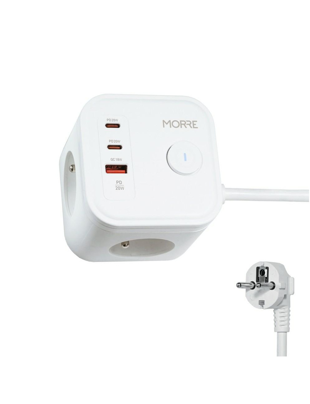 TIROSS MORRE KOSTKA ZASILAJĄCA 3G, 2xUSB, USB-C 1,5m