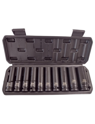 ZESTAW NASADEK UDAROWYCH DŁUGIE 1/2" 10 ELEMENTÓW SILVER