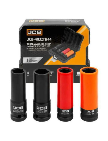 JCB NASADKI UDAROWE DŁ. KOMPLET 4el.1/2" 6-KĄT. (2x17mm, 2x19mm) CIENKOŚCIENNE