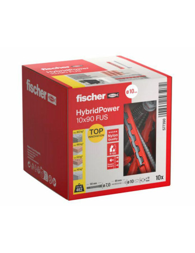 FISCHER KOŁEK HYBRIDPOWER 10x90 10szt. KLUCZ OGNIOODPORNY