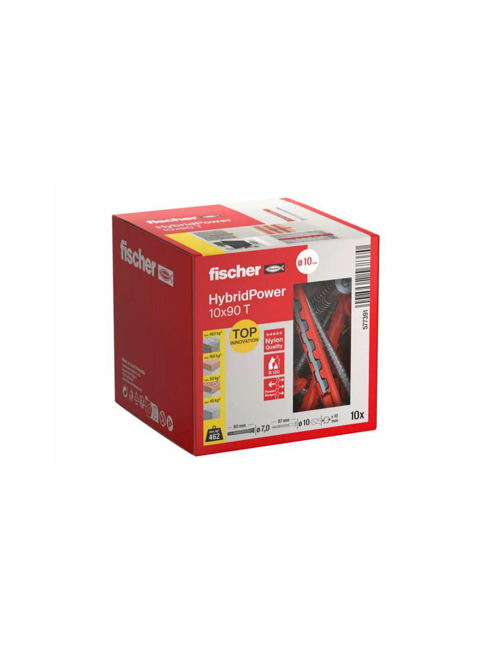 FISCHER KOŁEK HYBRIDPOWER 10x90 10szt. TORX OGNIOODPORNY