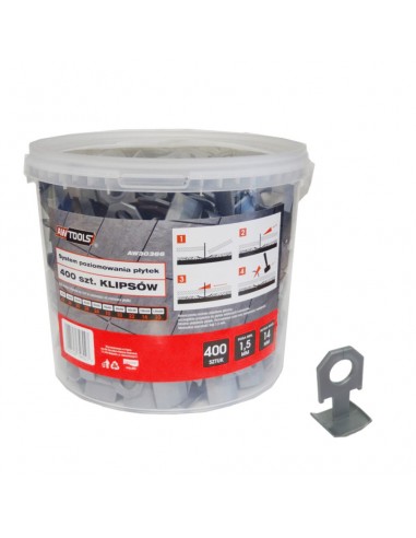 AWTOOLS SYSTEM POZIOMOWANIA PŁYTEK STANDARD 1,5mm - 7-15mm - KLIPS 400szt.