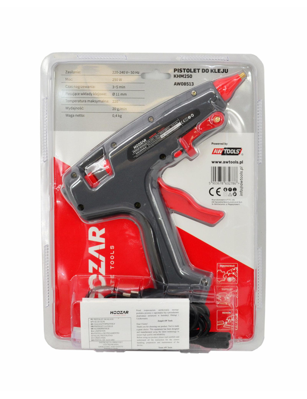 HOOZAR PISTOLET DO KLEJU 11mm 250W