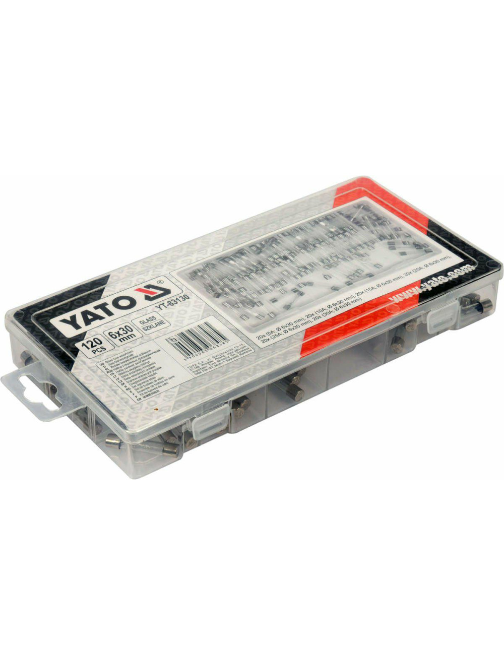 YATO BEZPIECZNIKI SZKLANE 120el. 6x30mm MIX