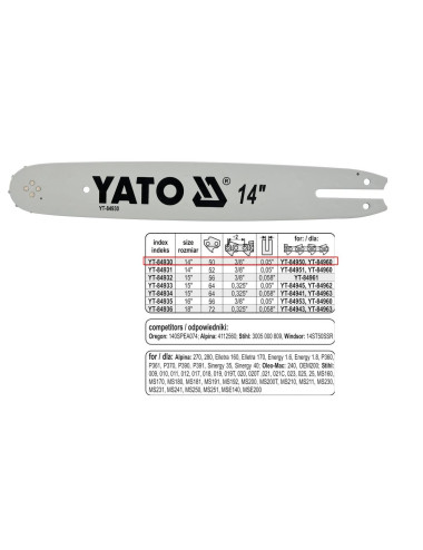 YATO PROWADNICA ŁAŃCUCHA 35cm (14") 3 8G