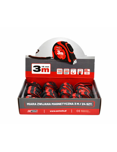 AWTOOLS MIARA ZWIJANA MAGNETYCZNA 7,5m x 25mm ABS TPR 1-AUTO STOP