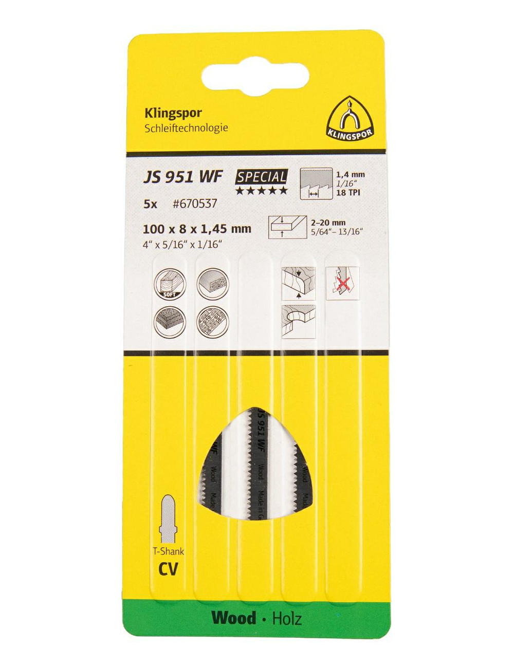 KLINGSPOR BRZESZCZOT DO WYRZYNARKI 100x8x1,45mm JS 951 WF 5szt.