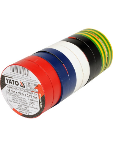 YATO TAŚMA IZOLA. 12mmx10m MIX 10szt.