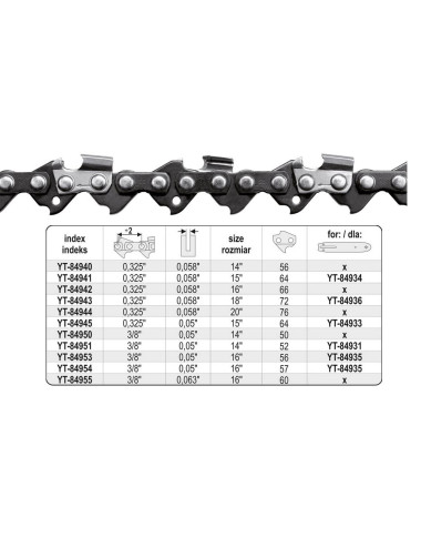 YATO ŁAŃCUCH TNĄCY 40cm 57 3/8" 1,3