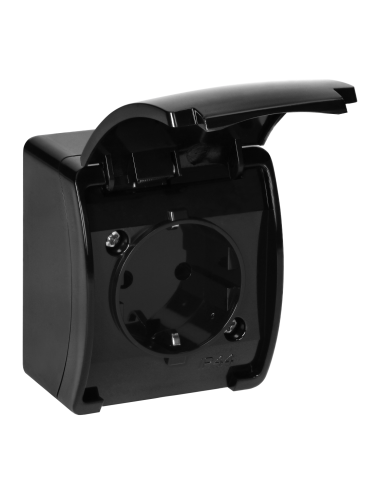 ORNO GNIAZDO POJEDYNCZE 2P+Z SCHUKO CZARNE