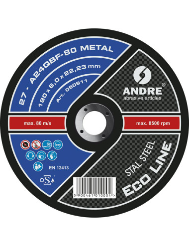 ANDRE TARCZA DO SZLIFOWANIA METALU 180 x 6,0mm METAL ECO LINE A24QBF