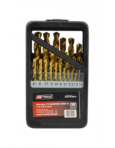 AWTOOLS WIERTŁA DO METALU HSS-G TYTAN KOMPLET 25elem. /1,0-13,0mm/
