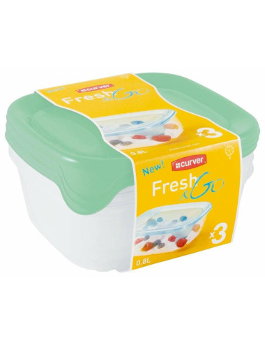 CURVER ZESTAW POJEMNIKÓW KWADRATOWYCH 3szt. 0,8L