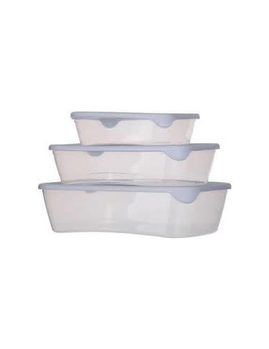 CURVER ZESTAW POJEMNIKÓW FRESH&amp;GO 3szt 0,5 1 2L MIX MIĘTOWY JASNOSZARY BRZOSKWINIOWY