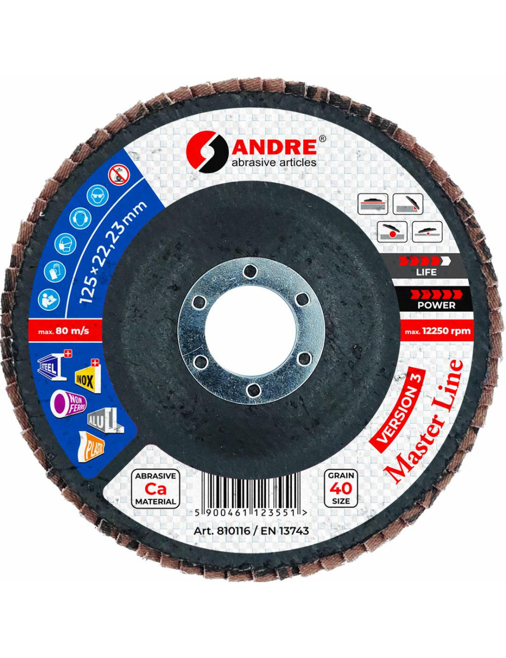 ANDRE ŚCIERNICA LISTKOWA 125mm P 40 CERAMICZNA MASTER LINE WERSJA III