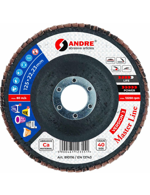 ANDRE ŚCIERNICA LISTKOWA 125mm P 40 CERAMICZNA MASTER LINE WERSJA III
