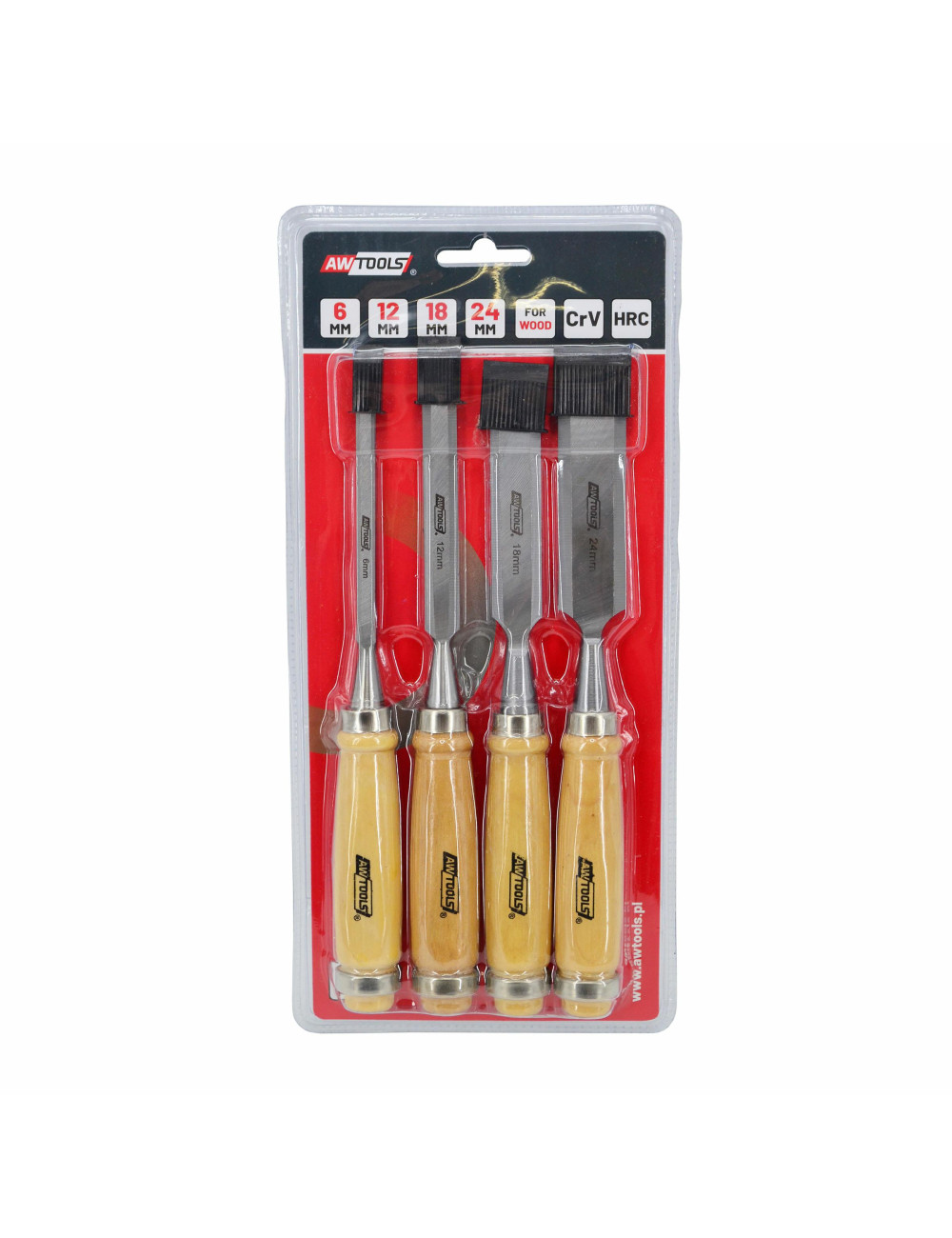 AWTOOLS ZESTAW DŁUT Z DREW. UCHWYTAMI 4 SZT.6 12 18 24 MM