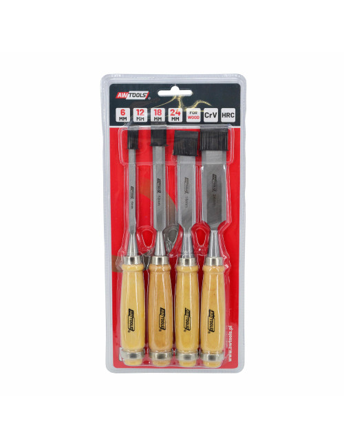 AWTOOLS ZESTAW DŁUT Z DREW. UCHWYTAMI 4 SZT.6 12 18 24 MM