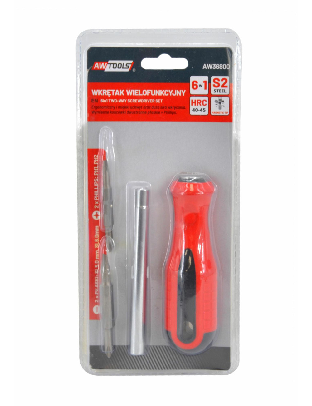 AWTOOLS WKRĘTAK DWUSTRONNY+KOŃCÓWKI 6w1