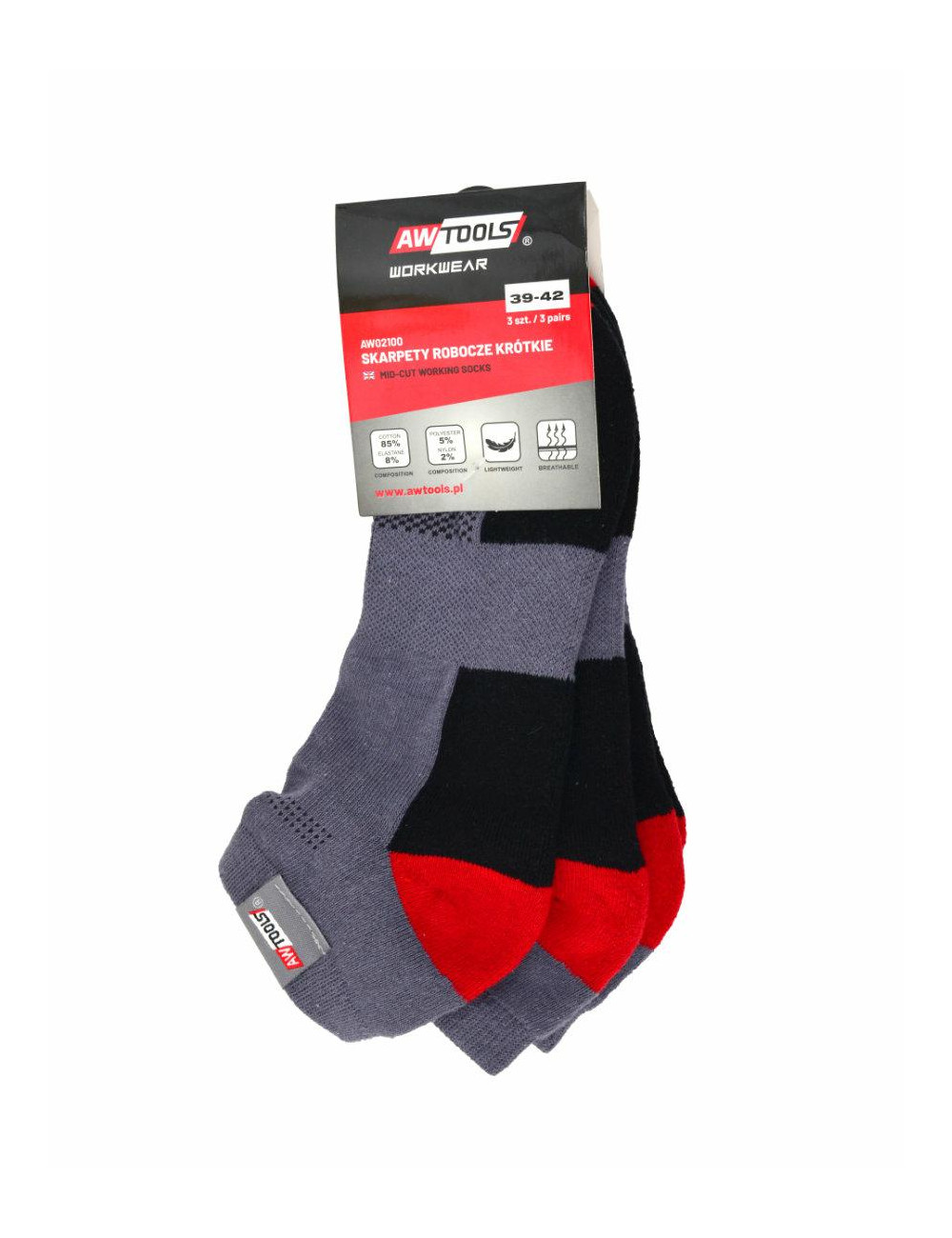AWTOOLS SKARPETY KRÓTKIE ROZ.43-46 3SZT.