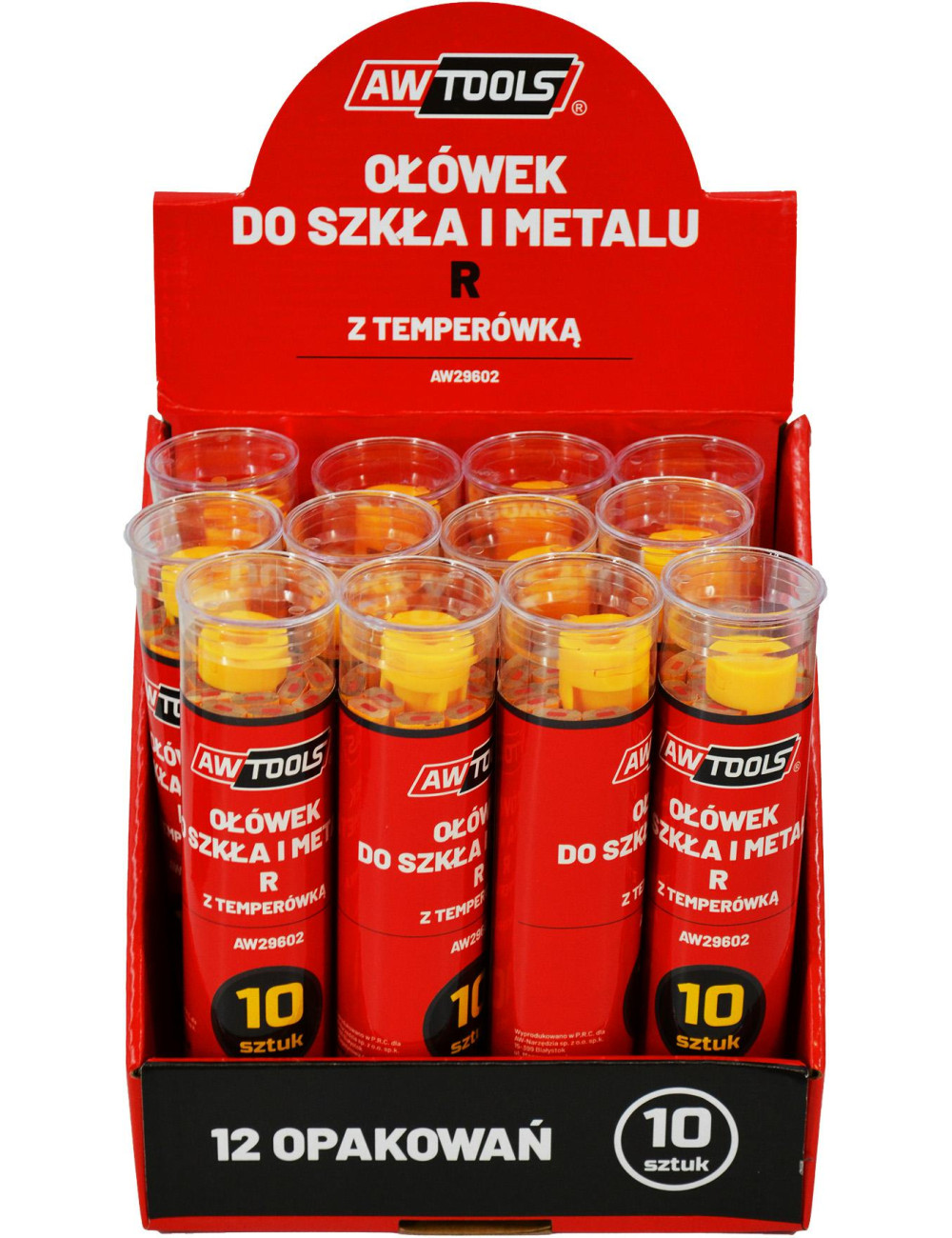 AWTOOLS OŁÓWEK DO SZKŁA I METALU R ŻÓŁTY 10szt.