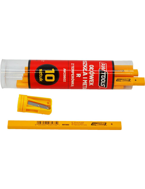 AWTOOLS OŁÓWEK DO SZKŁA I METALU R ŻÓŁTY 10szt.
