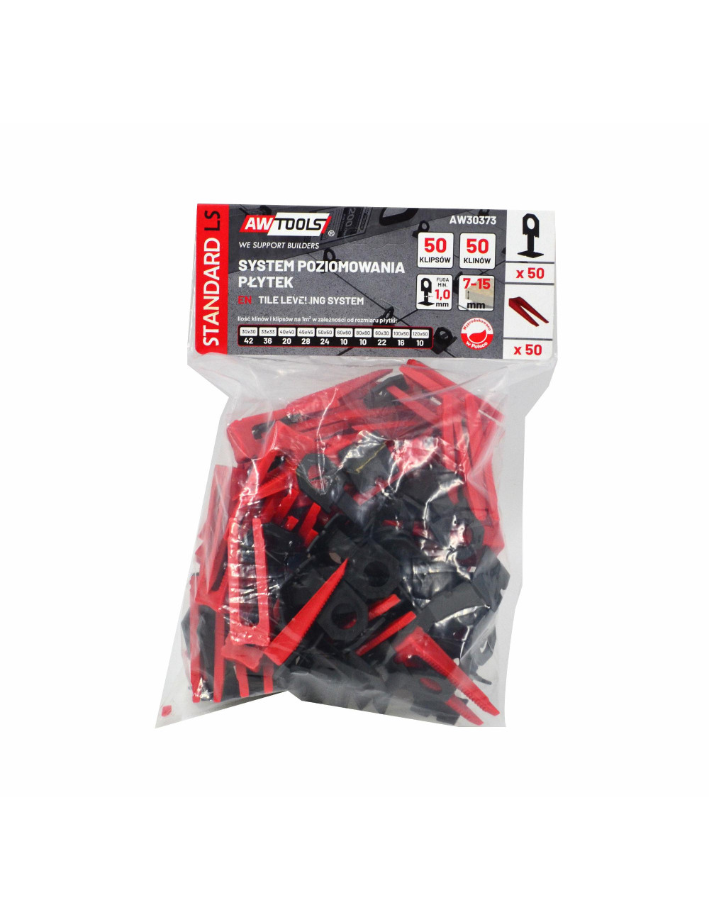 AWTOOLS SYSTEM POZIOMOWANIA ST 1,0mm 50+50(KLIPS 7-15mm + KLIN)