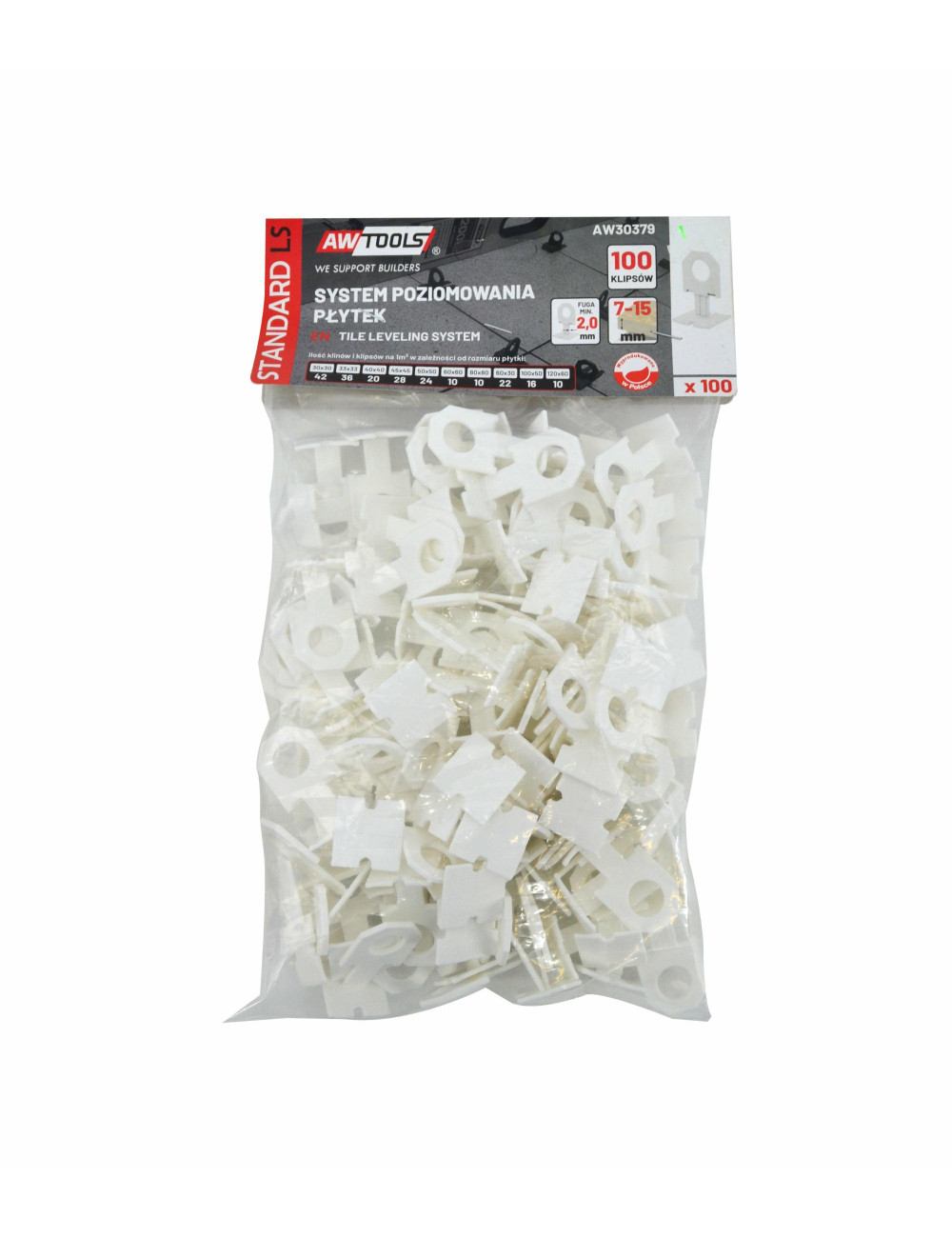 AWTOOLS SYSTEM POZIOMOWANIA ST 2,0mm 100(KLIPS 7-15mm)