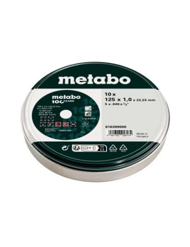 METABO TARCZA METAL 125 × 1,0 × 22mm INOX 10szt. PUSZKA