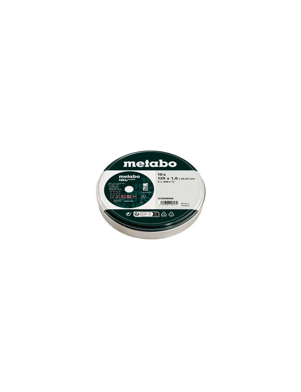 METABO TARCZA METAL 125 × 1,0 × 22mm INOX 10szt. PUSZKA