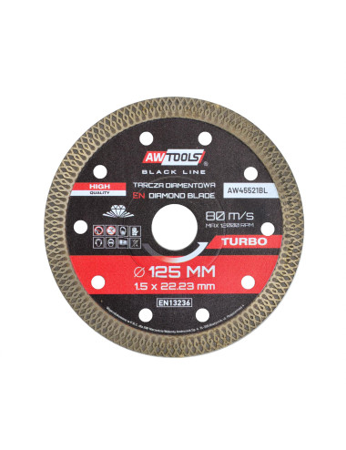 AWTOOLS TARCZA DIAMENTOWA 125x1,5x22,2 TURBO CIENKA BLACK LINE