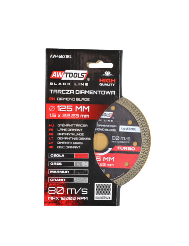 AWTOOLS TARCZA DIAMENTOWA 125x1,5x22,2 TURBO CIENKA BLACK LINE