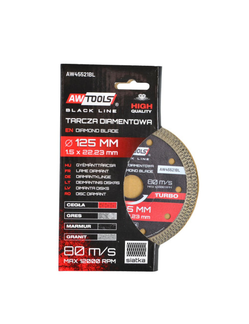 AWTOOLS TARCZA DIAMENTOWA 125x1,5x22,2 TURBO CIENKA BLACK LINE