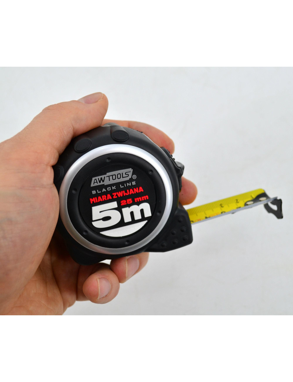 AWTOOLS MIARA ZWIJANA DWUSTRONNA 5m x 25mm ABS TPR 1-STOP