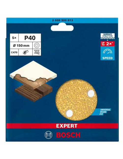 BOSCH KRĄŻEK 150mm EXC470 P 40 Z OTWORAMI 5szt.
